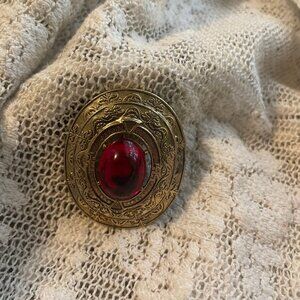 Red Rhinestone Broach